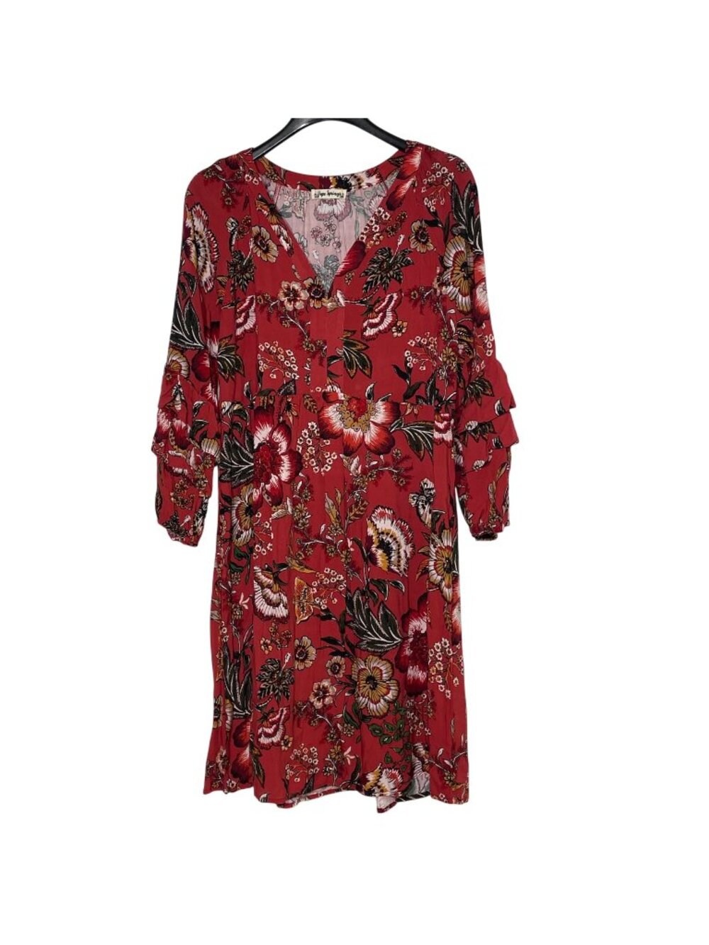 Hope Springs Floral Ruffle Sleeve Dress Sz MED (APPROX) Boho Lightweight